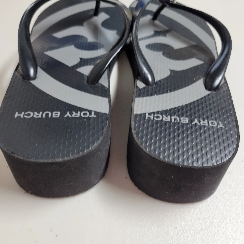 Tory Burch Black Logo Flip Flop Sandals